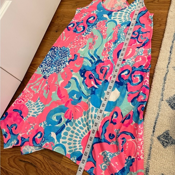 Lilly Pulitzer Melle Trapeze Dress XS Coral Reef I'm So Jelly with stains - Picture 9 of 13